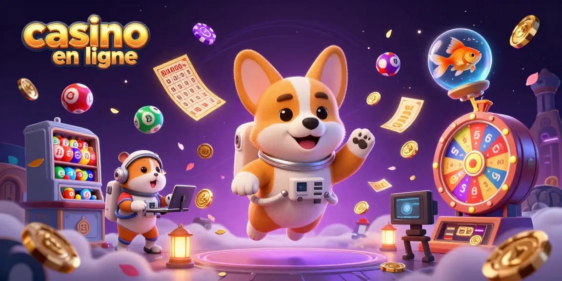 Profitez de jeux captivants au casino en ligne avec un corgi astronaute, des jetons de poker et des pièces d'or