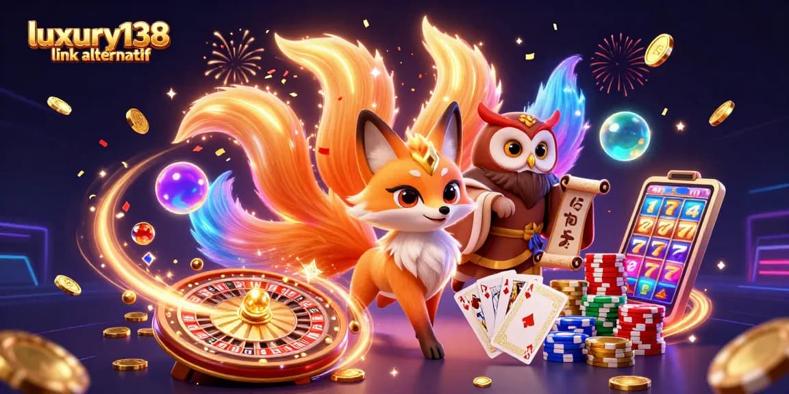 Engage with luxury138 link alternatif through this vibrant 3D casino illustration showcasing colorful characters, coins, and gaming elements.