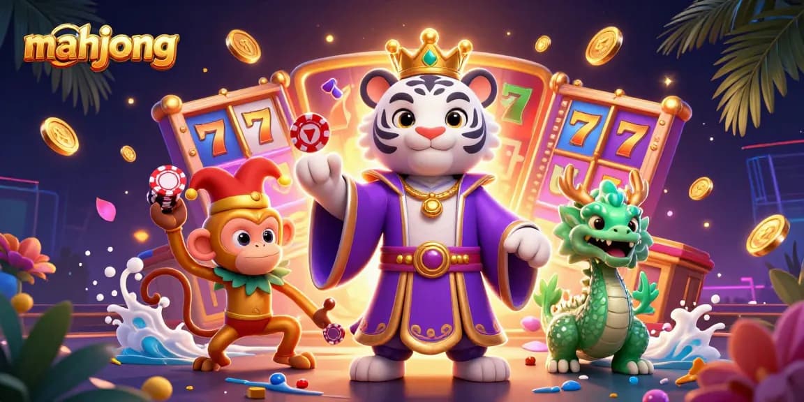 Play mahjong with luck and strategy in this vibrant casino-themed 3D illustration.