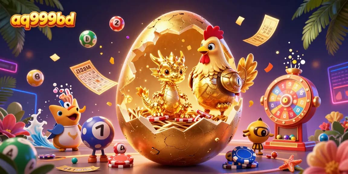 Engage in thrilling games at aq999bd, featuring a golden dragon and poker chips amidst dynamic lottery elements.
