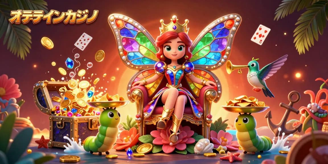 オンラインカジノでの華やかなゲーム体験を象徴するイラスト