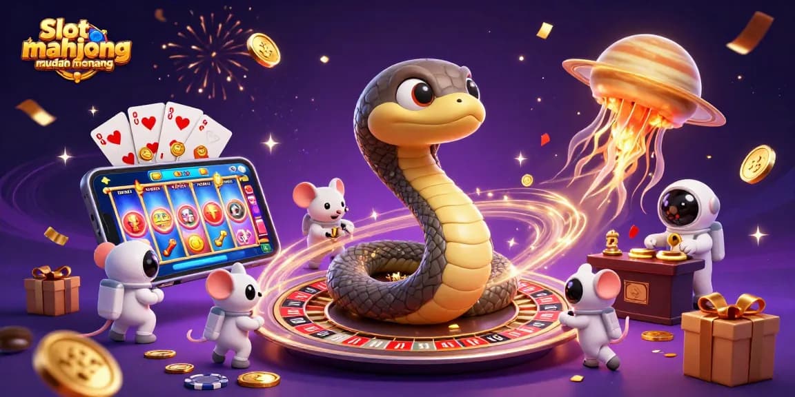 Spin and win with Slot mahjong mudah menang in an exciting cosmic casino scene filled with vibrant colors.