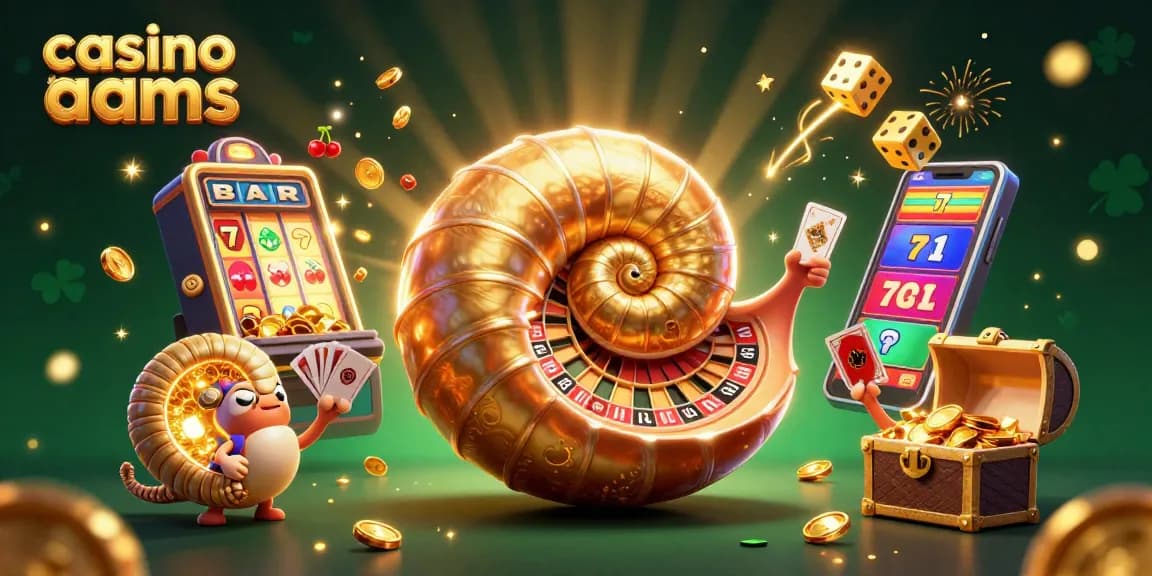 Giocare ai casino non AAMS con l'antico nautilus e simboli delle slot in un'illustrazione vivace.