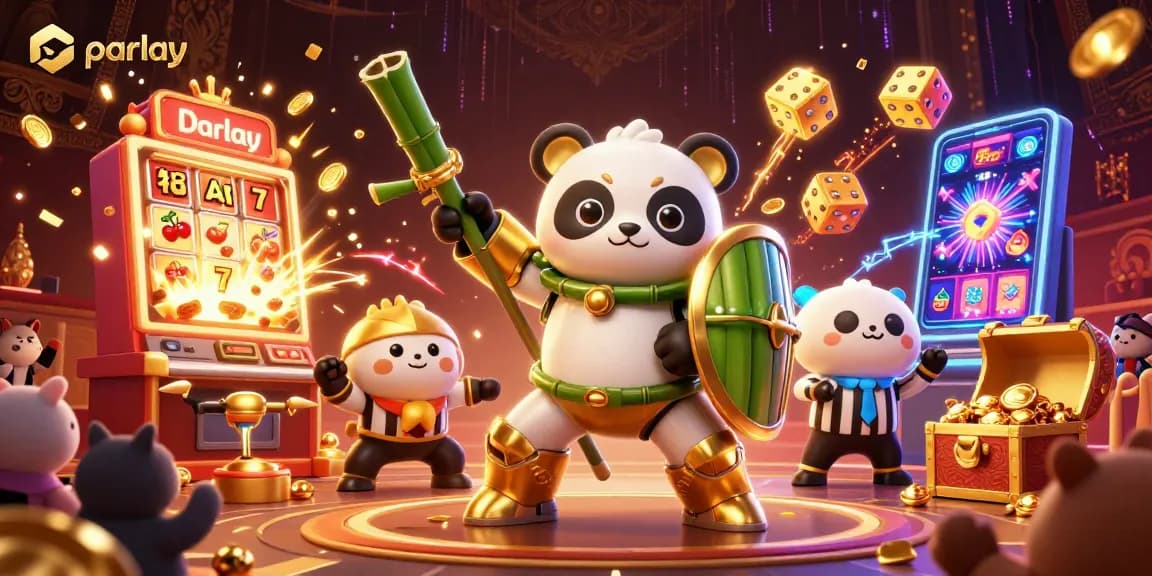 Experience the thrill of parlay betting with vibrant casino elements and dynamic characters in an exciting 3D scene.