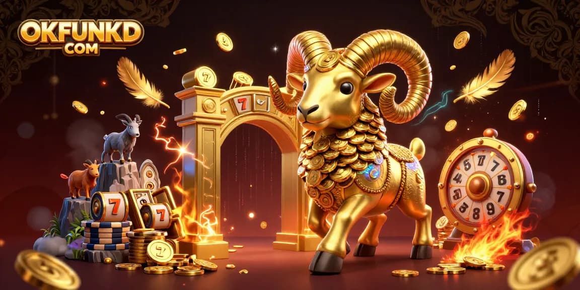 Engage in thrilling gambling adventures with OKFUNKD COM's vibrant 3D casino illustration.