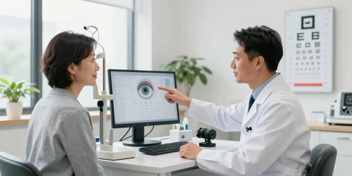 Consultation at SNU Eye Clinic showcasing advanced eye care services in a modern environment.