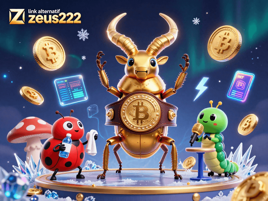 Experience the excitement of gaming with link alternatif zeus222, featuring vibrant 3D digital art.