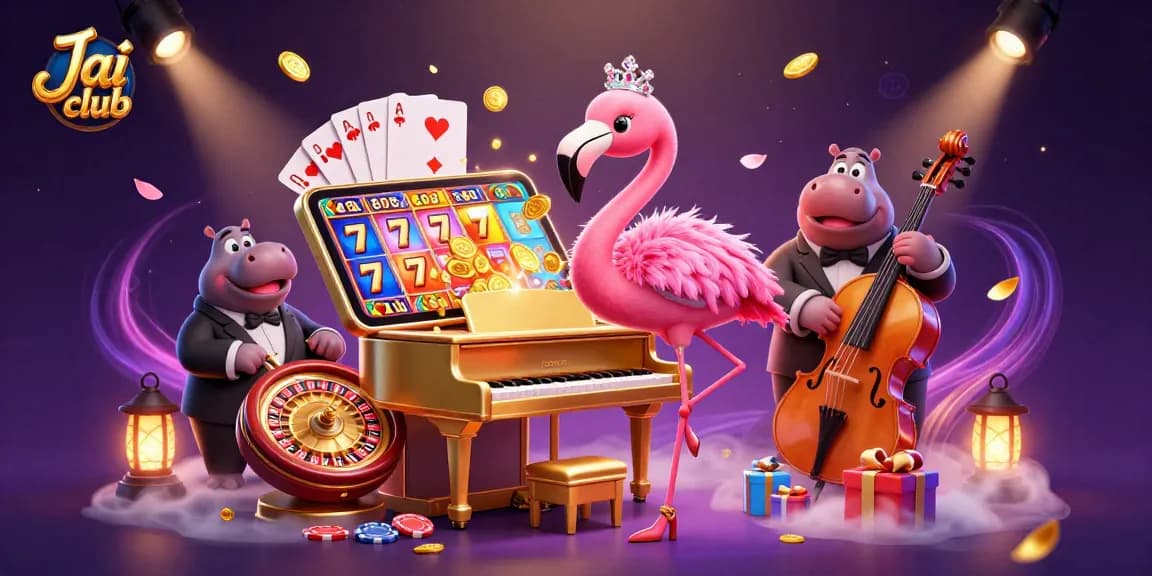 Engage with thrilling games at Jai club with vibrant casino elements and lively characters.