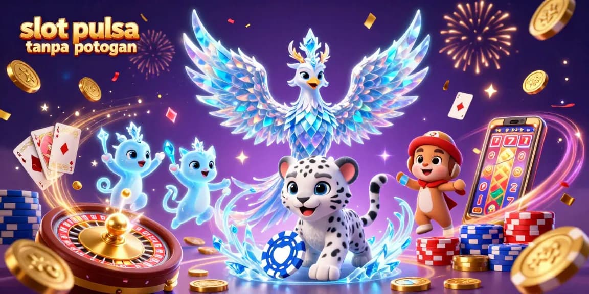 Experience slot pulsa tanpa potongan thrills with a magical scene of characters and casino elements.