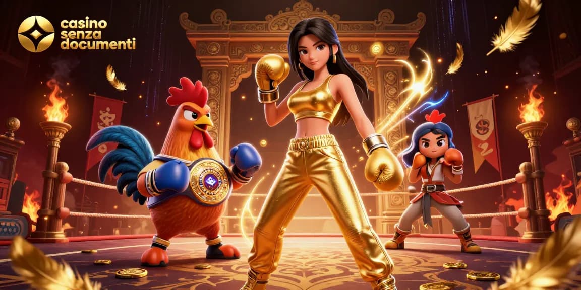 Vivi casino senza documenti con personaggi vivaci che combattono in un'arena dinamica e dettagliata.