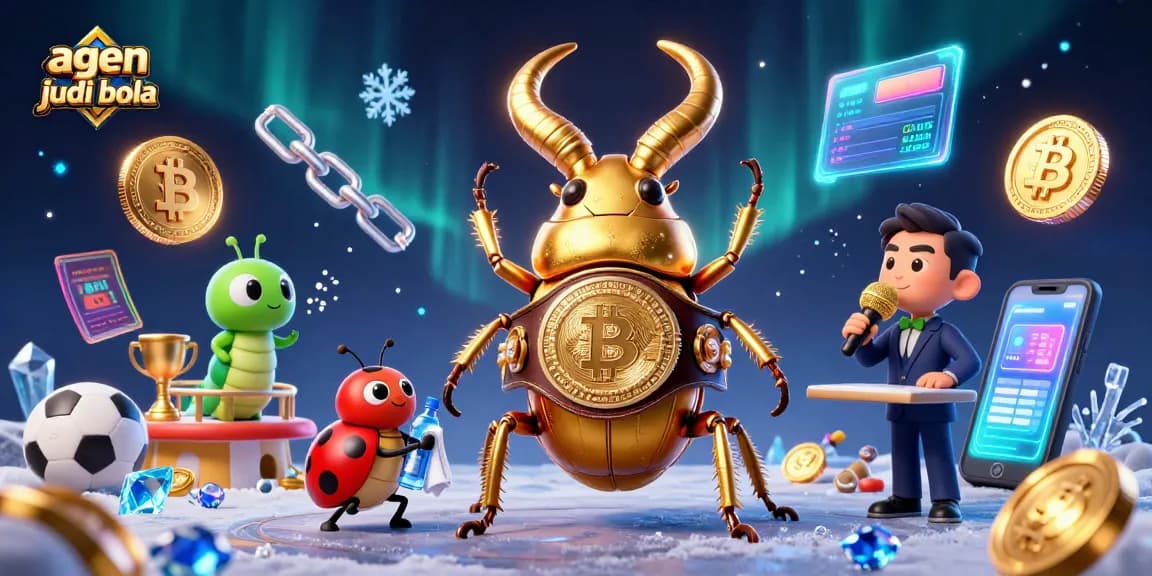 Experience betting excitement with agen judi bola in a vibrant sports-themed 3D illustration.