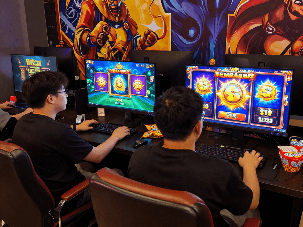 Dynamic online slot gaming scene showcasing info slot benefits and engaging graphics.