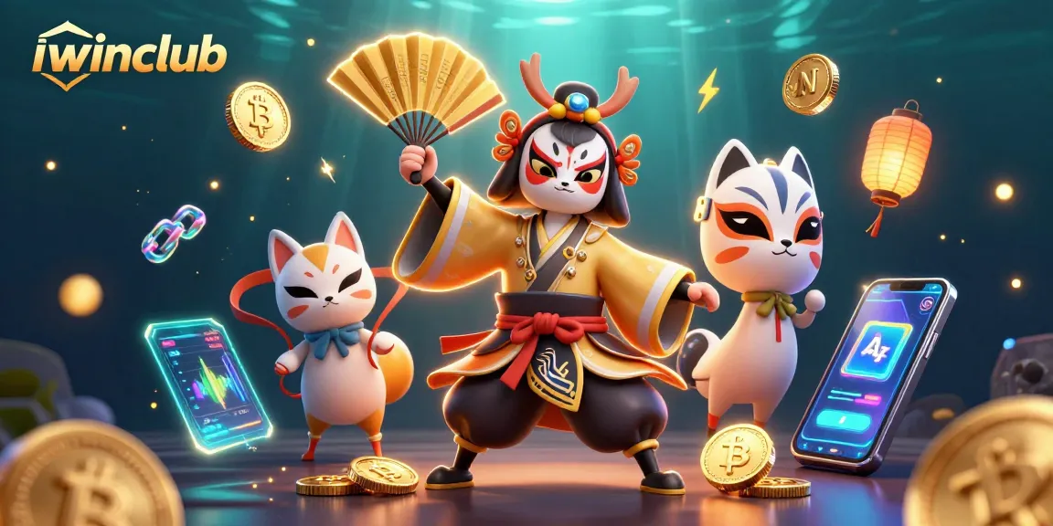 Participate in thrilling gameplay at iwinclub with vibrant characters and crypto elements.