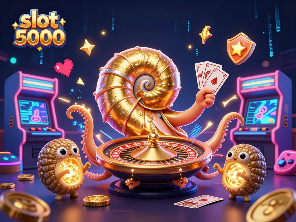 Spin on slot 5000 with a unique nautilus roulette wheel and glowing arcade game elements.