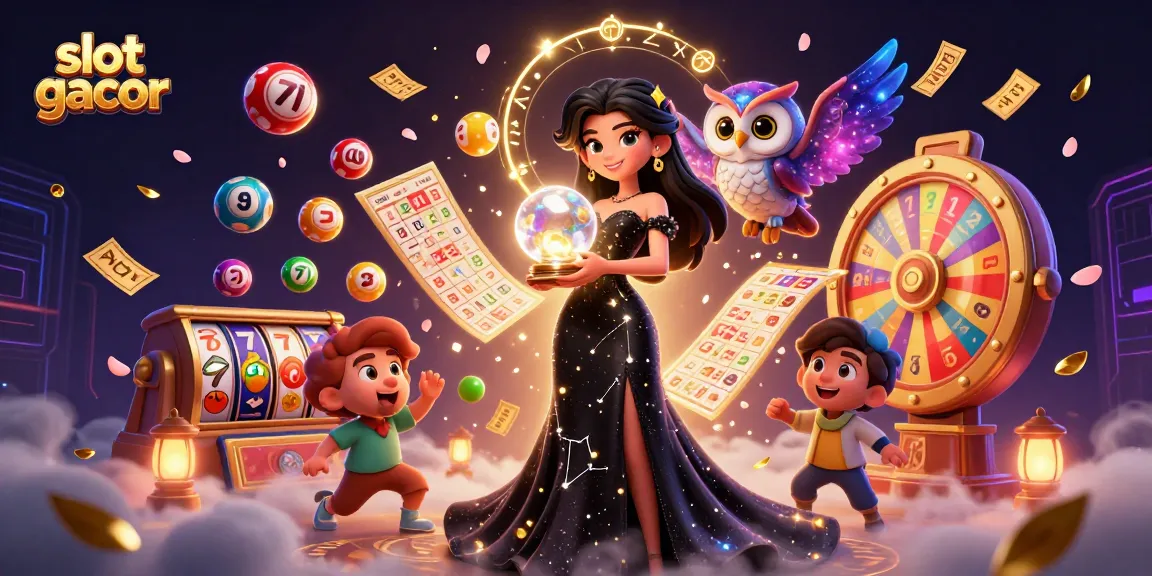 Experience thrilling action with slot gacor symbols, as vibrant lottery elements surround the mystical scene.