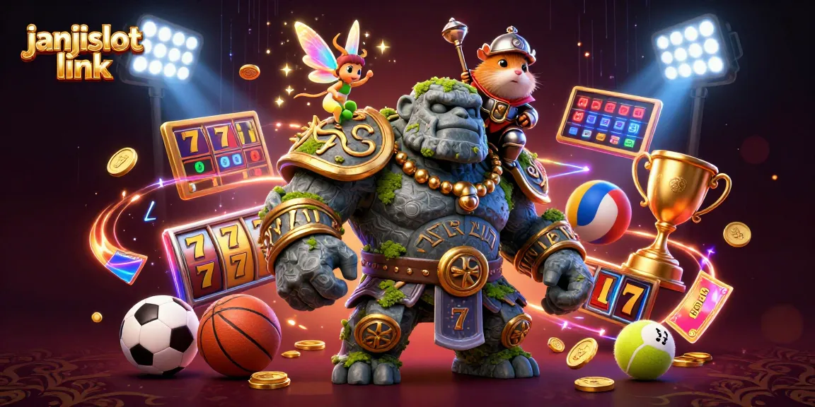 Experience thrilling gameplay at janjislot link with a vibrant casino scene featuring golems, fairies, and action!