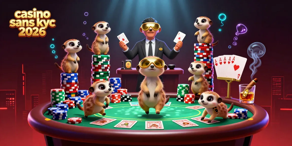 Jouez avec fun dans le casino sans KYC 2026 avec des suricates gérant des tables passionnantes.