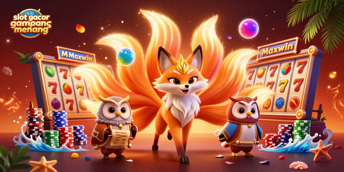 Menggoda pemain dengan slot gacor gampang menang dan suasana ceria di kasino dalam ilustrasi 3D.
