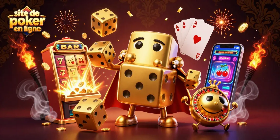 Jouez au poker en ligne avec des éléments captivants et des dés dorés amusants.
