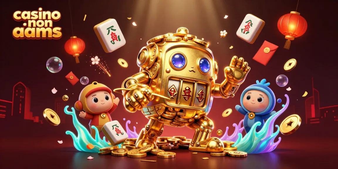 Immersione nei casinò non AAMS con un golem d'oro e simboli di slot che ballano tra petali di ciliegio e fuochi d'artificio.