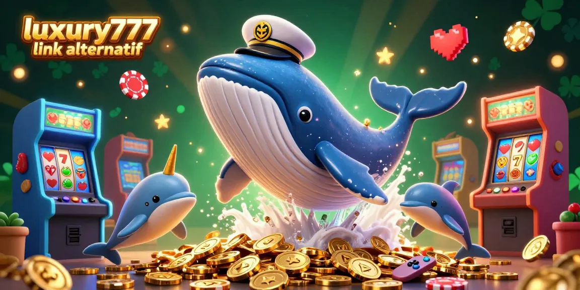 Engage with the luxury777 link alternatif in this vibrant gambling-themed illustration featuring playful marine characters.