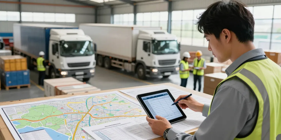 Komplettladung Transport von Dortmund in aktiver Logistikumgebung, Lkw und Teamarbeit sichtbar.