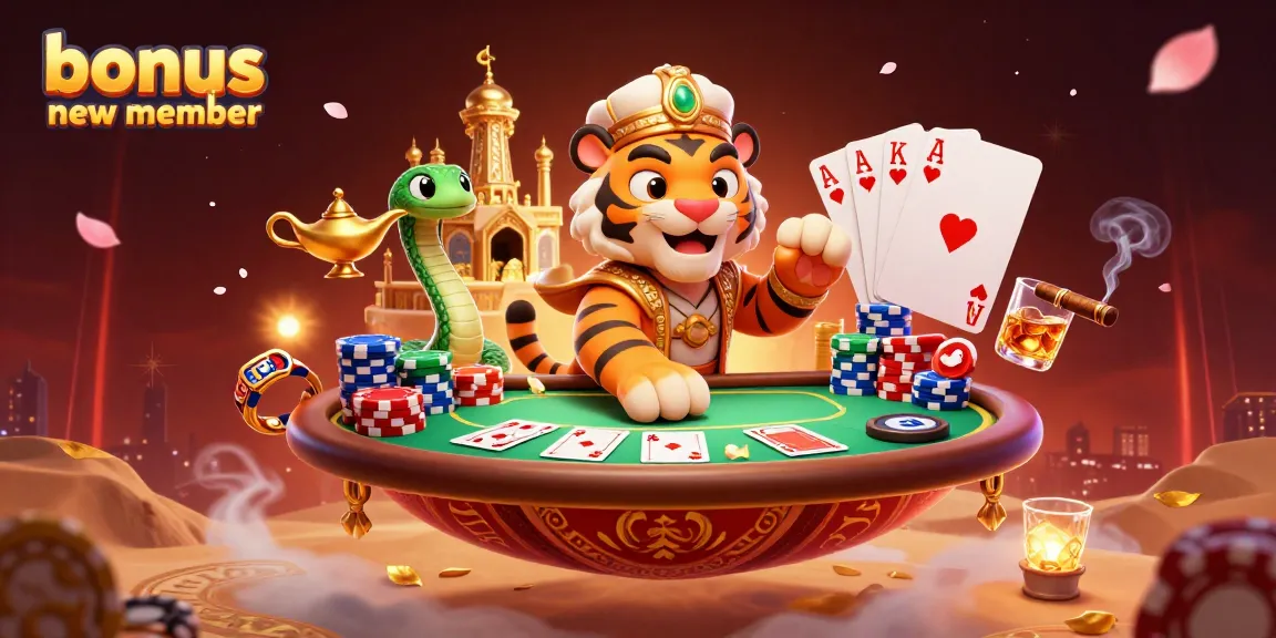 Join the excitement with our bonus new member offer at the vibrant casino backdrop.