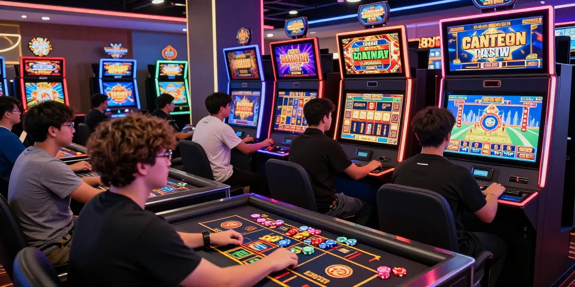 Engaging gaming scene showcasing slot deposit 5000 excitement with enthusiastic players enjoying vibrant slot machines.