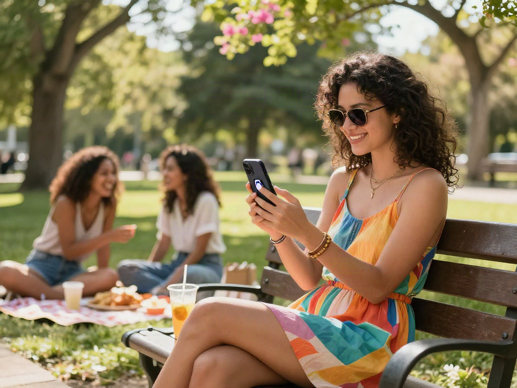 Discover how old do I look through an AI app in a sunny park.