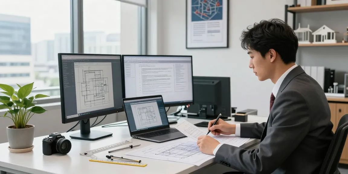 Engineer reviewing permit engineering missouri plans in a professional office environment