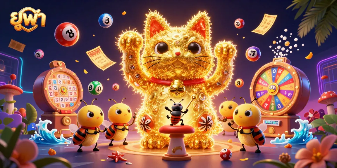 Step into the exciting world of ยูฟ่า with a vibrant, animated lucky cat and casino-themed elements.