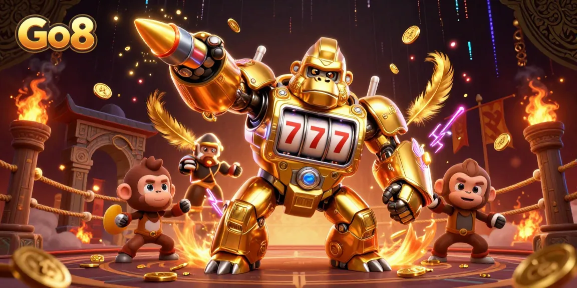 Go8 transforms gaming with a vibrant 3D illustration showcasing excitement in an energetic casino atmosphere.