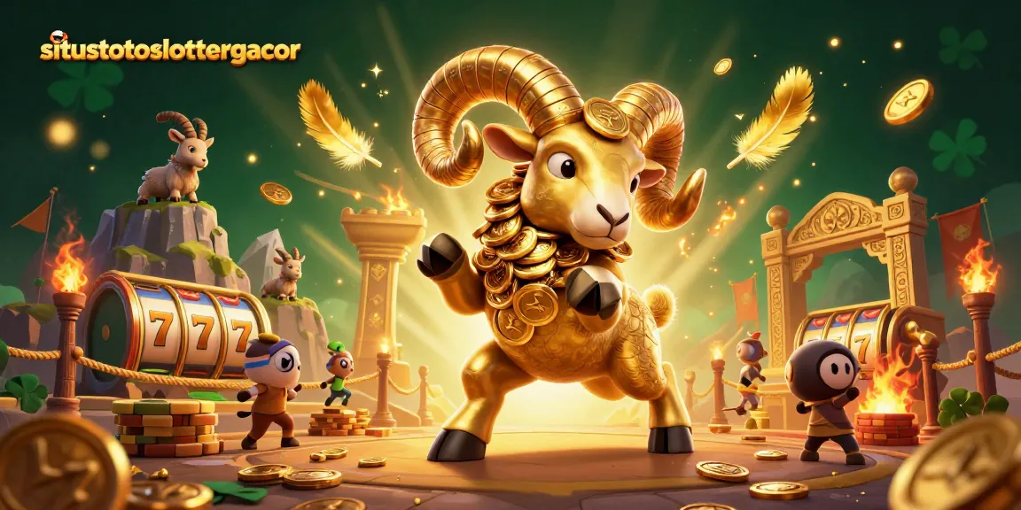 Spin and win with situstotoslottergacor, featuring a golden ram and vibrant casino elements.