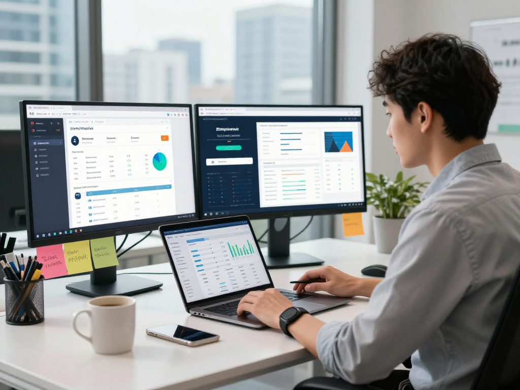 Using an antidetect browser for secure multi-account management in a modern office setting.