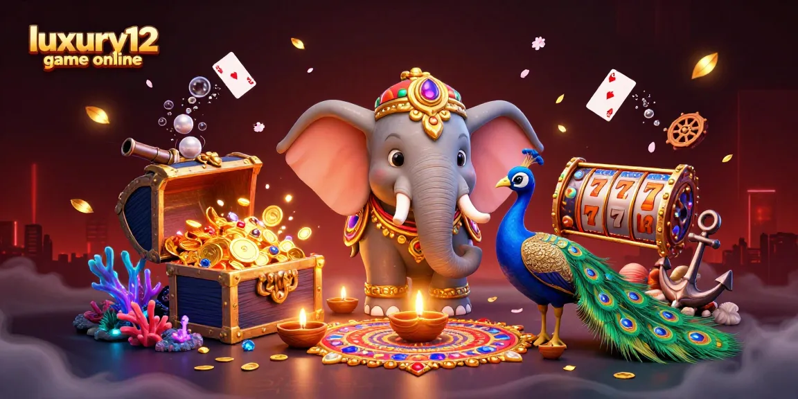 Experience the excitement of luxury12 game online with vibrant casino-themed visuals, featuring slots and neon highlights.