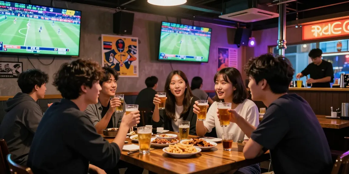 WBC247 스포츠 바에서 친구들이 즐기는 활기찬 저녁 풍경