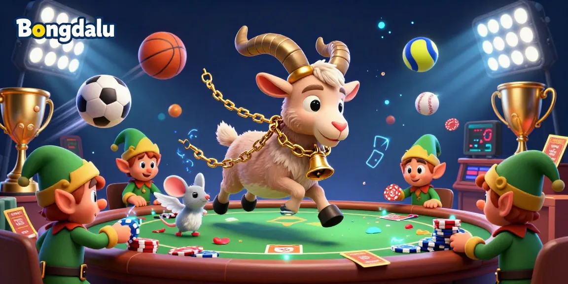 Bongdalu showcases a lively casino scene with a Krampus goat and sports elements, enhancing reader engagement.