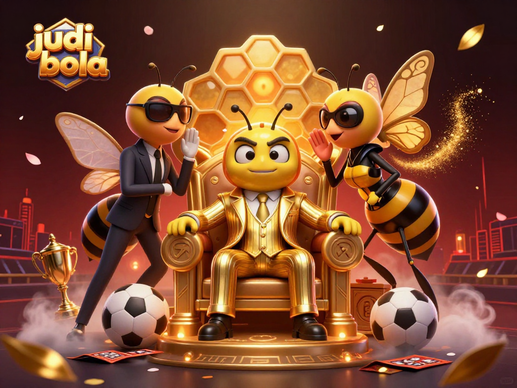 Engage in judi bola with a bumblebee mob boss surrounded by sports betting elements and rich visuals.