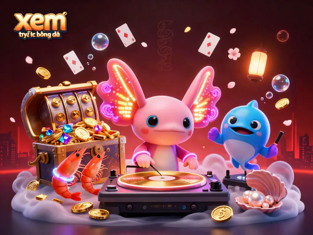 Experience xem trực tiếp bóng đá with engaging 3D casino vibes featuring lively characters and treasure elements.