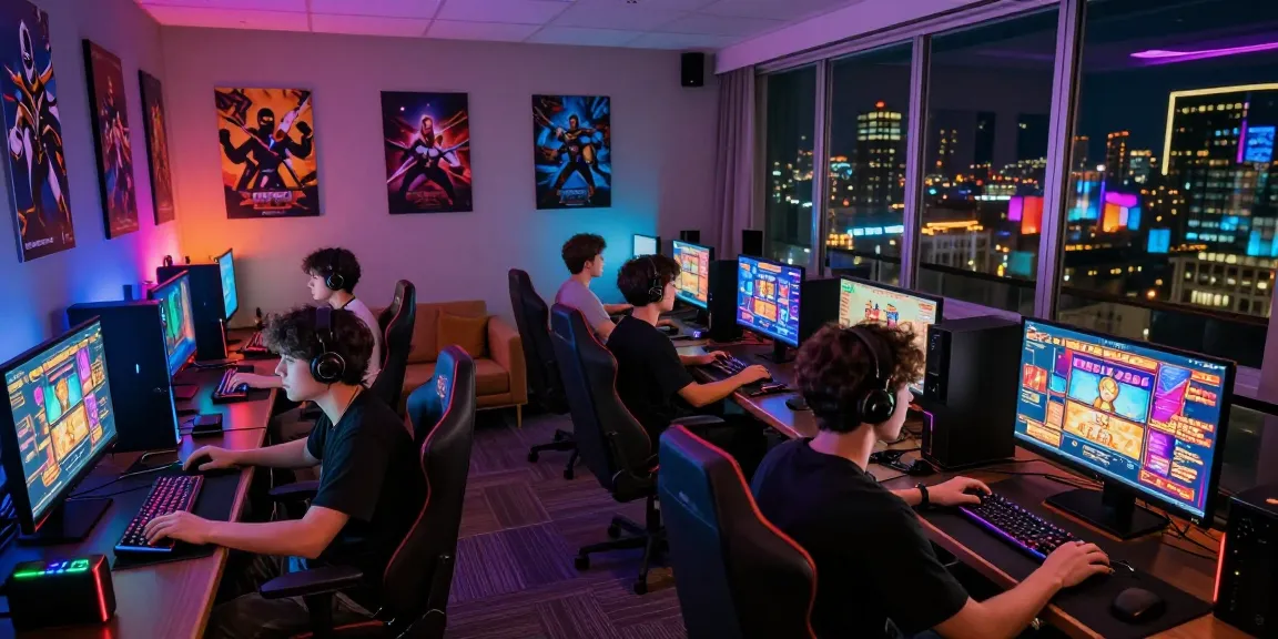 Pengalaman bermain di https://pasar88.com/ dengan pemain beragam menikmati permainan slot online di ruang modern yang cerah.