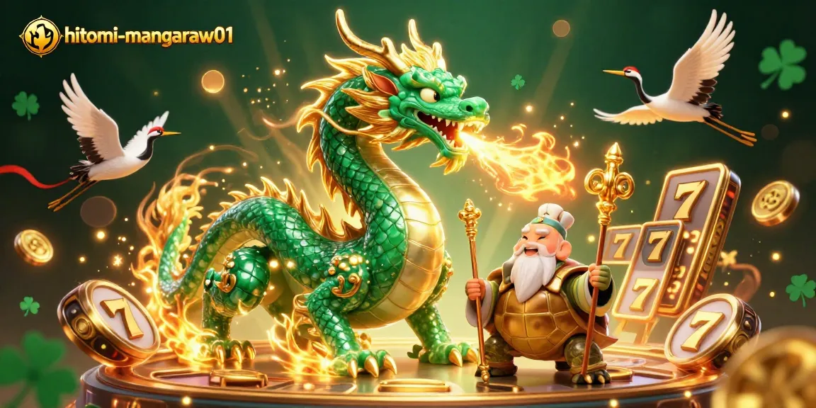 Experience thrilling action with hitomi-mangaraw01's emerald dragon and winning slots in this vibrant scene.