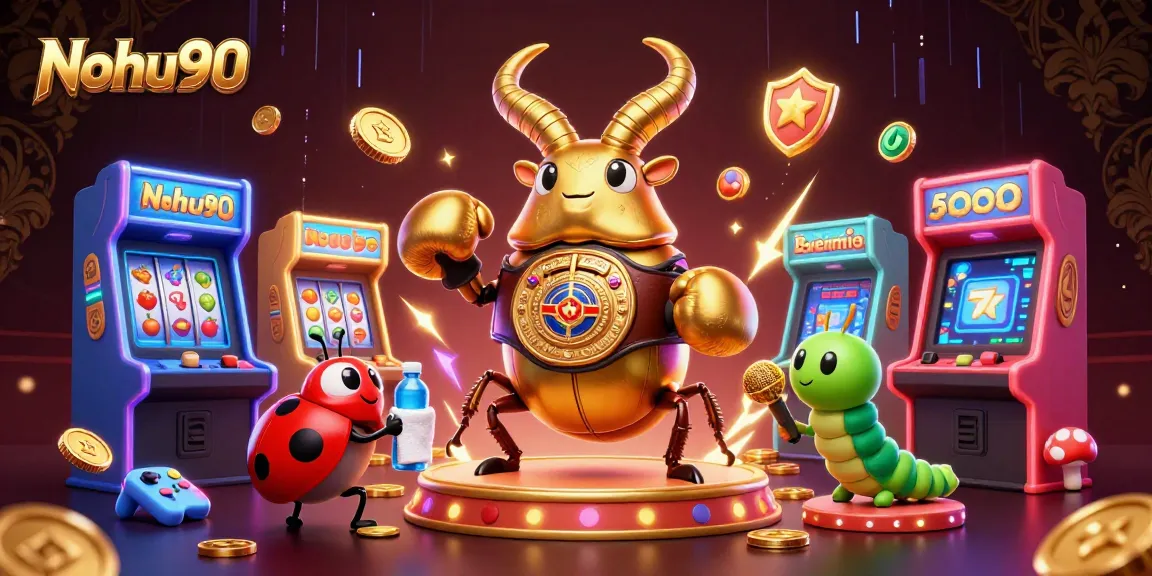 Nohu90 showcases thrilling slot reels and interactive characters in an exciting casino scene.