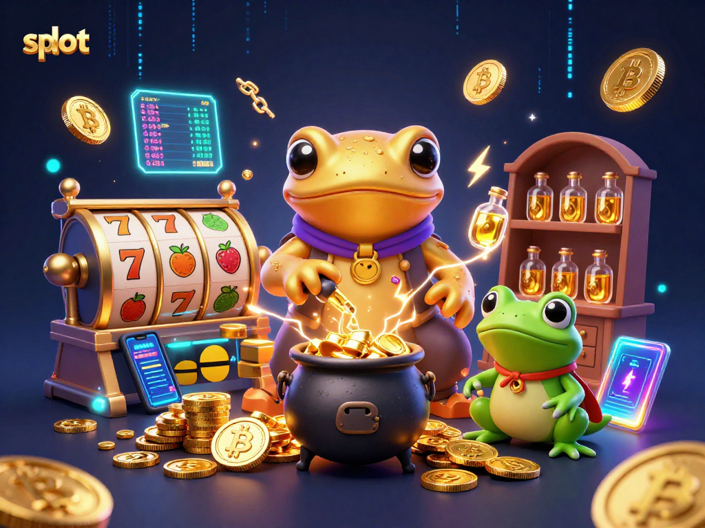 Experience thrilling slot excitement with golden coins, slot reels, and dynamic gambling action.