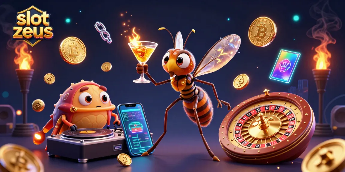 Spin to win big with slot zeus in this vibrant casino-themed illustration featuring unique 3D characters.