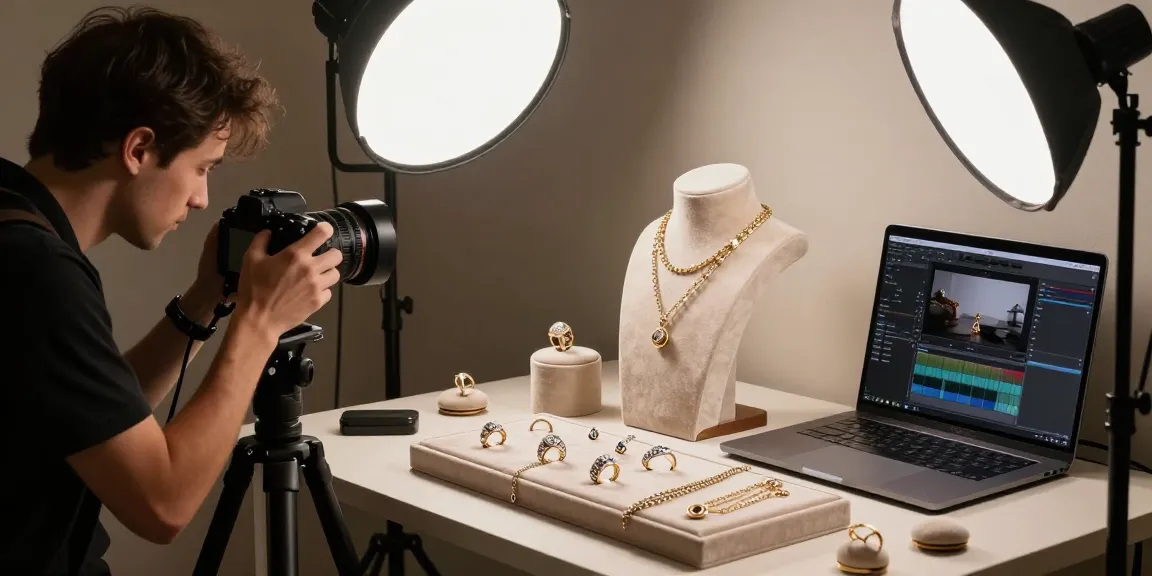 Photographe de bijoux à Milan capturant des détails exquis de colliers et bagues.