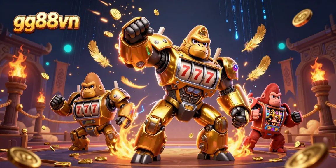 Engage in thrills with gg88vn's exciting gaming experience, featuring a golden mech and vibrant colors.
