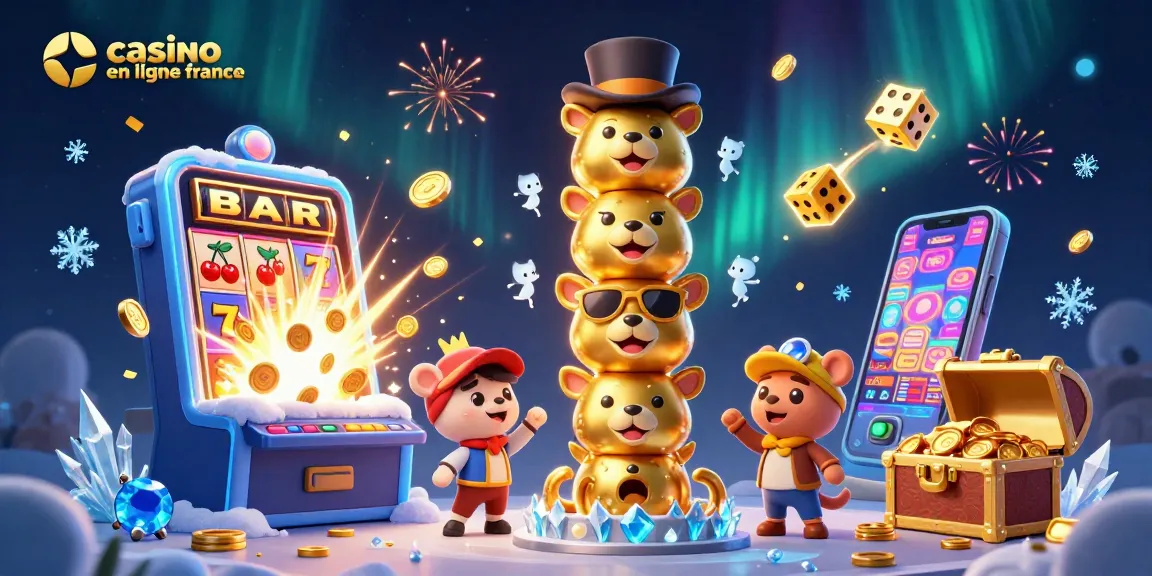 Jouez à des jeux sur casino en ligne france avec une machine à sous géante et des personnages animés.