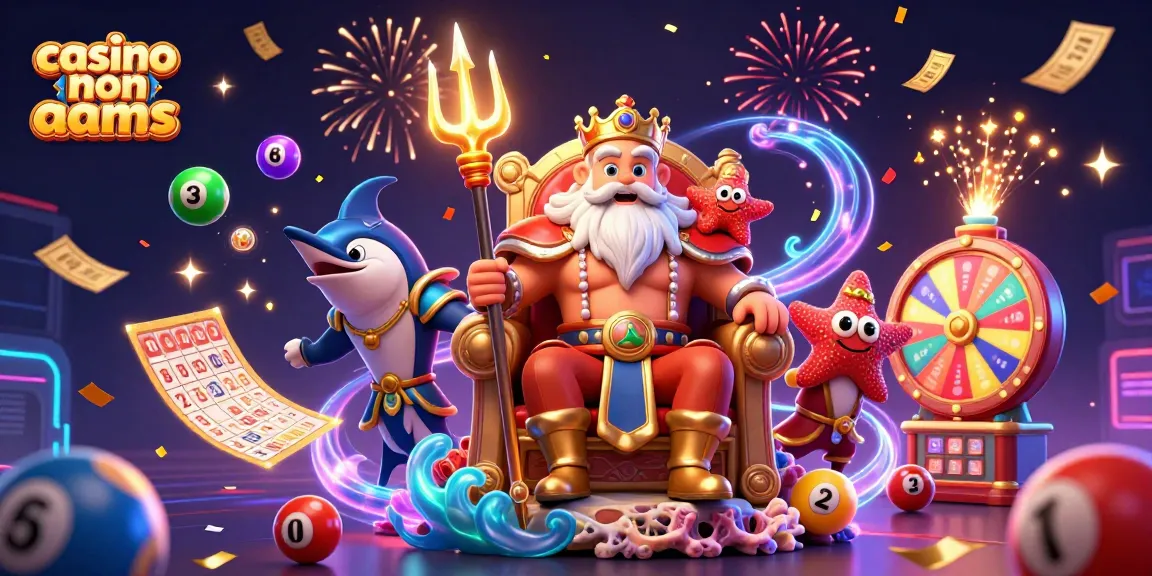 Giocare nei casino non AAMS con divertenti palline e elementi di festa in un'illustrazione 3D vibrante.