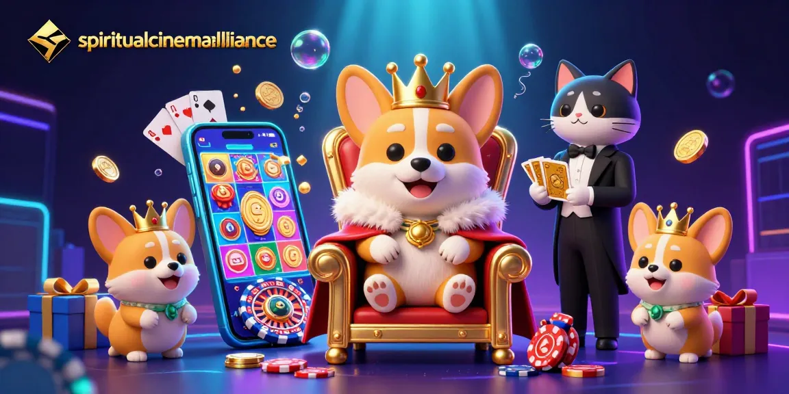 Spin your luck at spiritualcinemaalliance with vibrant 3D characters amidst swirling casino excitement.