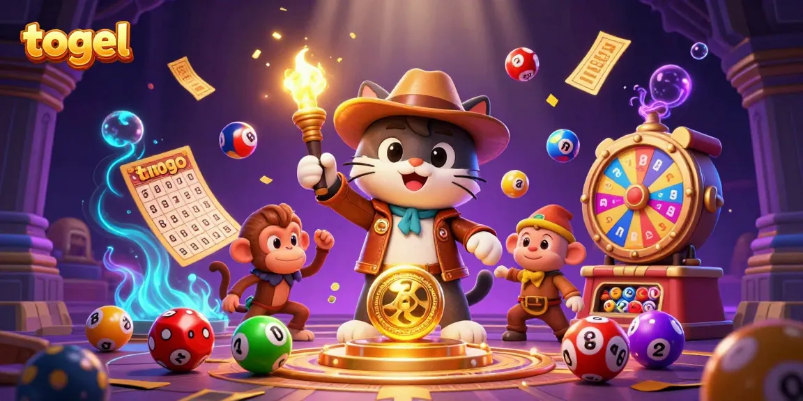 Engage with togel through a vibrant 3D illustration of a cat explorer finding a golden casino artifact.